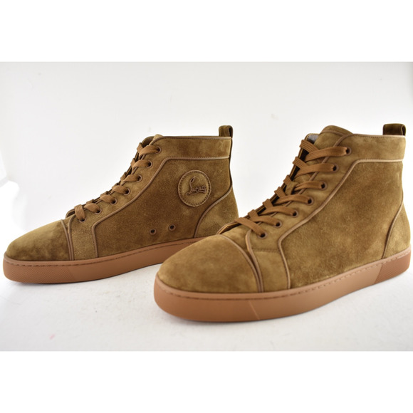 Christian Louboutin Mens Louis Orlato Flat Rhea Brown High Top Sneakers 42 9 - Picture 9 of 11